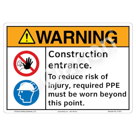 ANSI/ISO Compliant Warning/Construction Entrance Safety Signs Indoor/Outdoor Plastic (BJ) 10 X 7